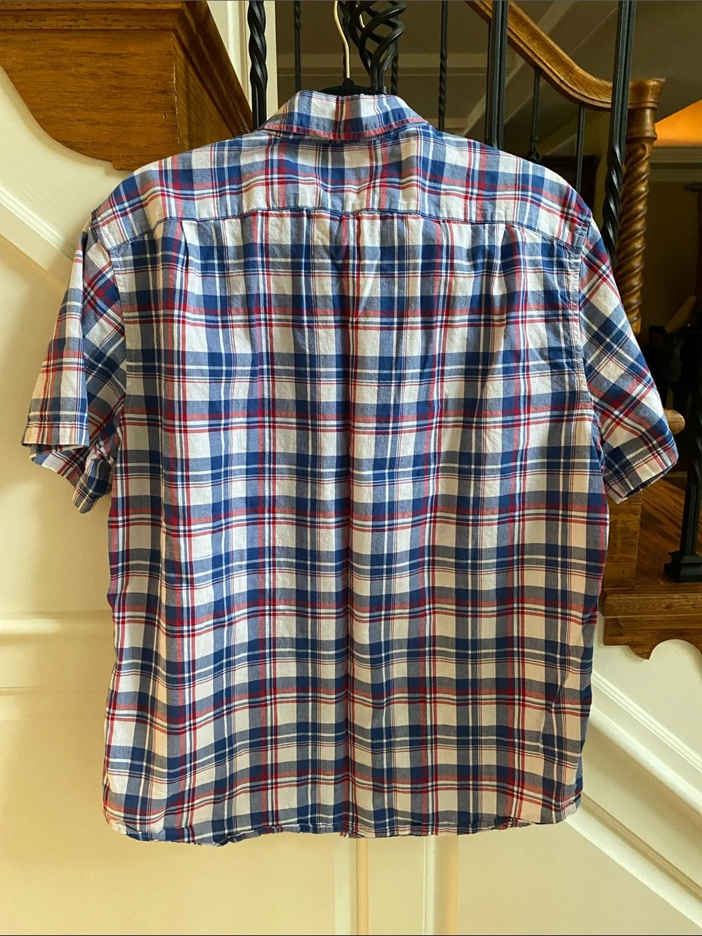 J. CREW Short Sleeve Plaid Shirt Blue/Red/White